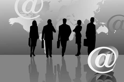 Silhouettes with E-mail Icon Stock Illustration
