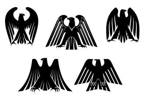 Silhouettes of eagles Stock Illustration