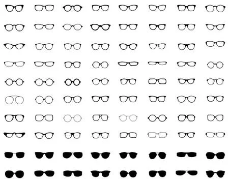 Silhouettes of eyeglasses Stock Illustration