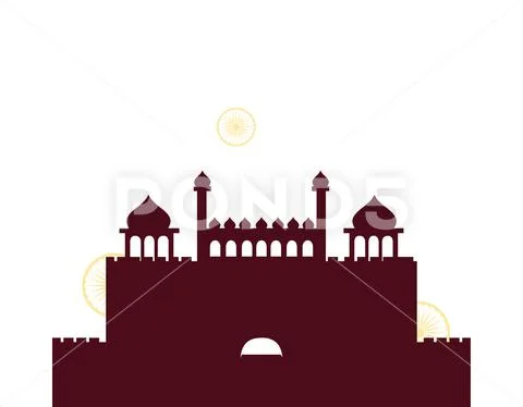 Silhouettes famous monuments of india: Royalty Free #134544450