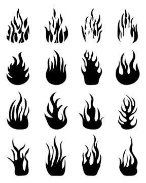 Silhouettes of fire flames Stock Illustration