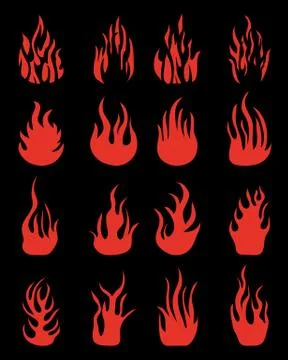 Silhouettes of fire flames Stock Illustration