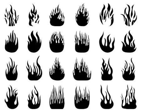 Silhouettes of fire flames Stock Illustration
