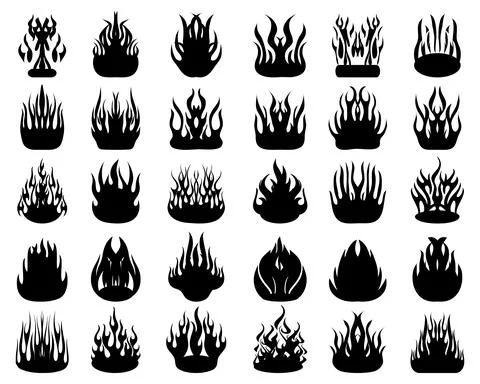 Silhouettes of fire flames Stock Illustration