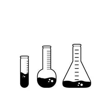 Silhouettes flasks for science experiment. Laboratory tubes. Stock Illustration
