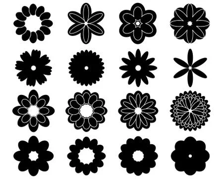 Silhouettes of  flowers Stock Illustration