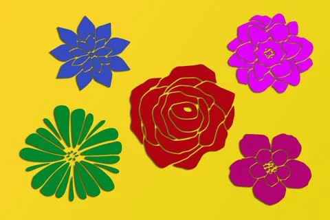 Silhouettes of flowers. Illustrazione stock