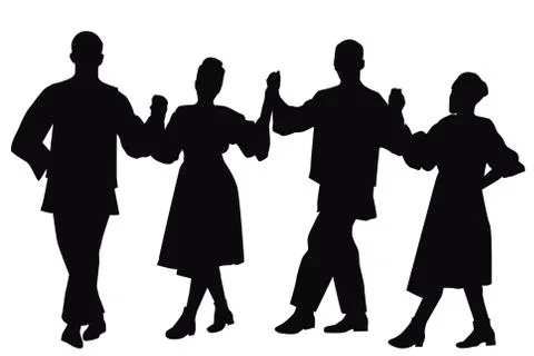 Silhouettes of folk dancers Illustrazione stock