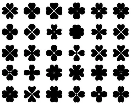 Silhouettes of four leaf clover Stock Illustration