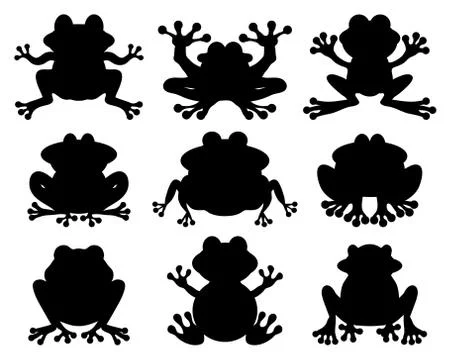 Silhouettes of frogs Stock Illustration