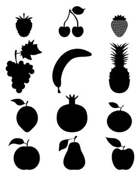 Silhouettes of fruit Stock Illustration
