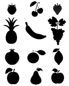 Silhouettes of fruit Stock Illustration