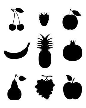 Silhouettes of fruit Stock Illustration