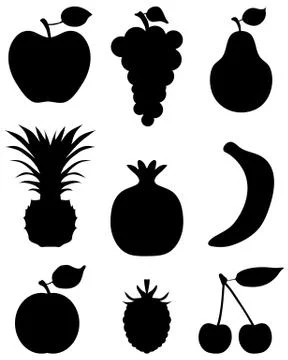 Silhouettes of fruit Stock Illustration