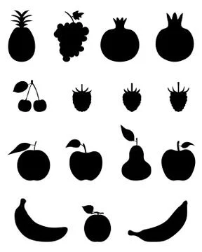 Silhouettes of fruit Stock Illustration
