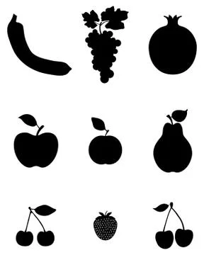 Silhouettes of fruit Stock Illustration