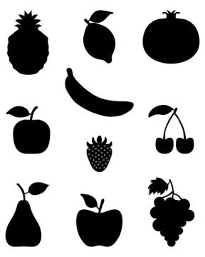 Silhouettes of fruit Stock Illustration