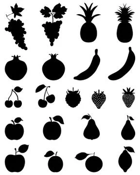 Silhouettes of fruit Stock Illustration