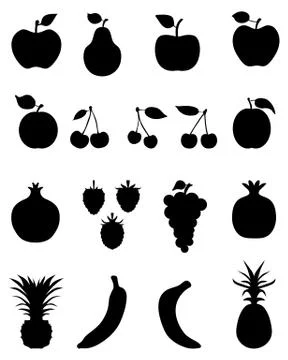 Silhouettes of fruit Stock Illustration