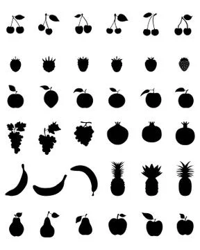 Silhouettes of fruit Stock Illustration