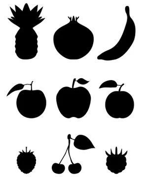 Silhouettes of fruit Stock Illustration