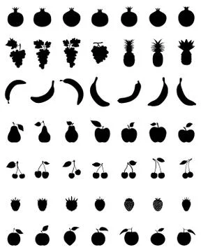 Silhouettes of fruit Stock Illustration