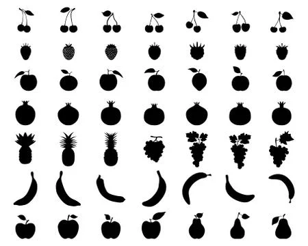 Silhouettes of fruit Stock Illustration