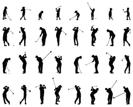 Silhouettes of golf players Stock Illustration