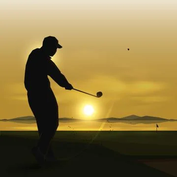 Silhouettes golfer swing Stock Illustration
