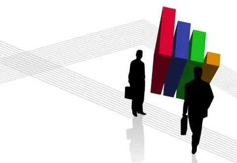 Silhouettes with a Graphic Chart Stock-Illustration