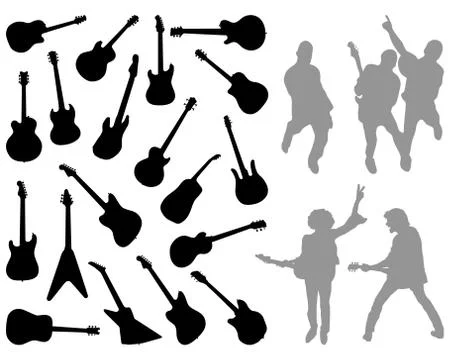 Silhouettes of guitars Stock Illustration
