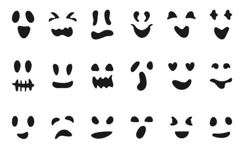 Silhouettes halloween faces pumpkins ghost vector Stock Illustration