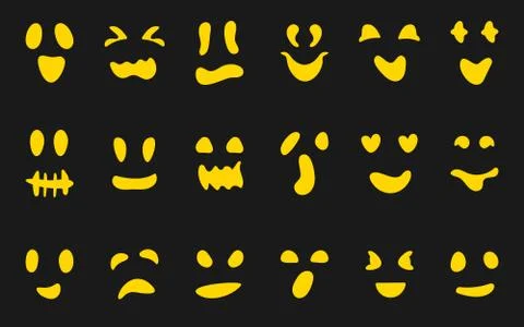 Silhouettes halloween faces pumpkins ghost vector Stock Illustration