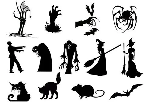 Silhouettes for Halloween Stock Illustration