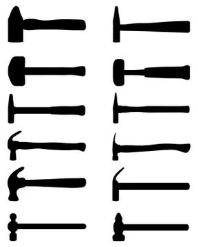 Silhouettes of hammer Stock Illustration
