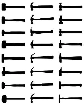 Silhouettes of hammer Stock Illustration