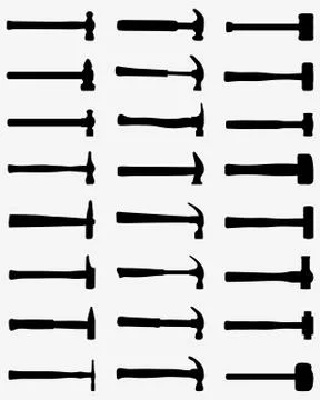 Silhouettes of hammer Stock Illustration