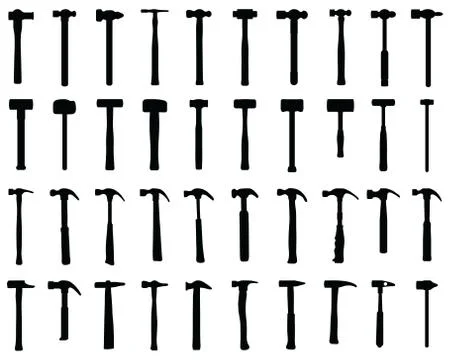Silhouettes of hammers Stock Illustration