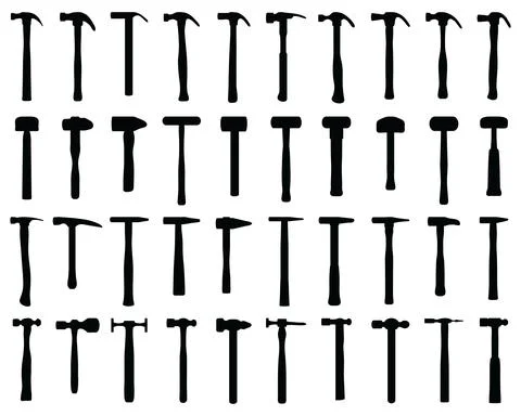 Silhouettes of hammers Stock Illustration