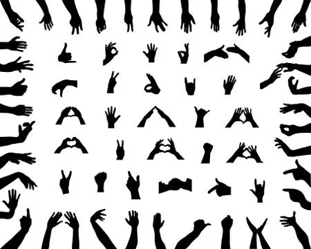 Silhouettes of hands Stock Illustration