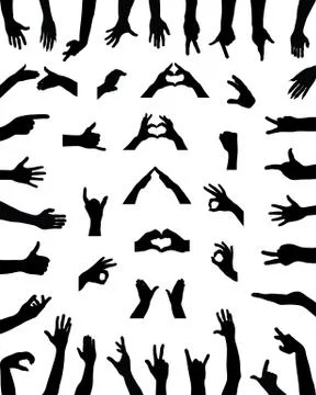 Silhouettes of hands Stock Illustration