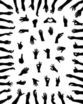 Silhouettes of hands Stock Illustration