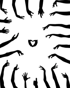 Silhouettes of hands Stock Illustration