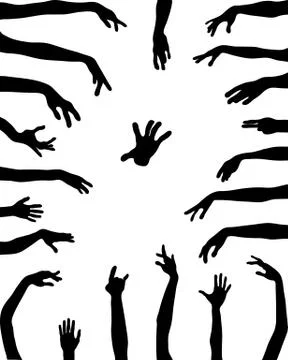 Silhouettes of hands Stock Illustration