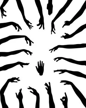 Silhouettes of hands Stock Illustration