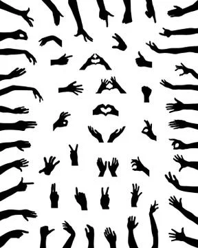 Silhouettes of hands Stock Illustration