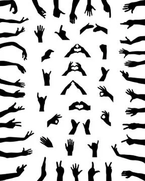 Silhouettes of hands Stock Illustration