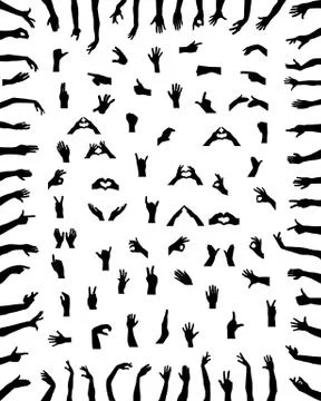 Silhouettes of hands Stock Illustration
