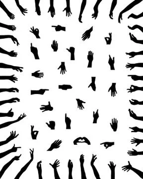 Silhouettes of hands Stock Illustration