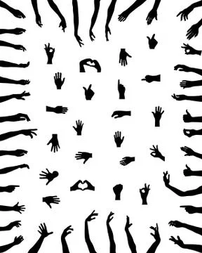 Silhouettes of hands Stock Illustration